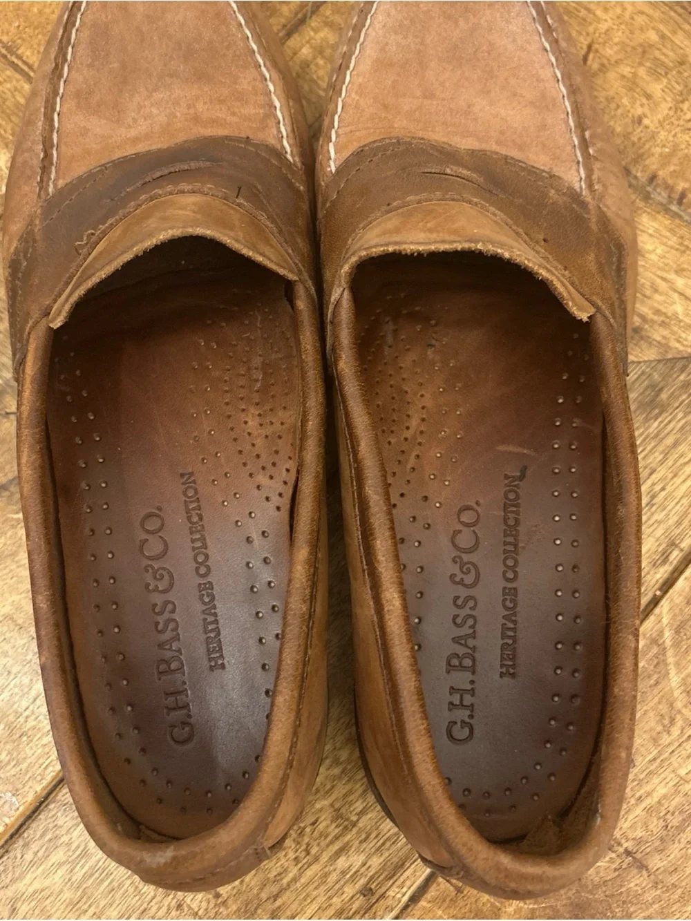 G.H. Bass & Co Weejuns Men’s Brown Leather Penny Loafer Contrast Stitch US 9.5